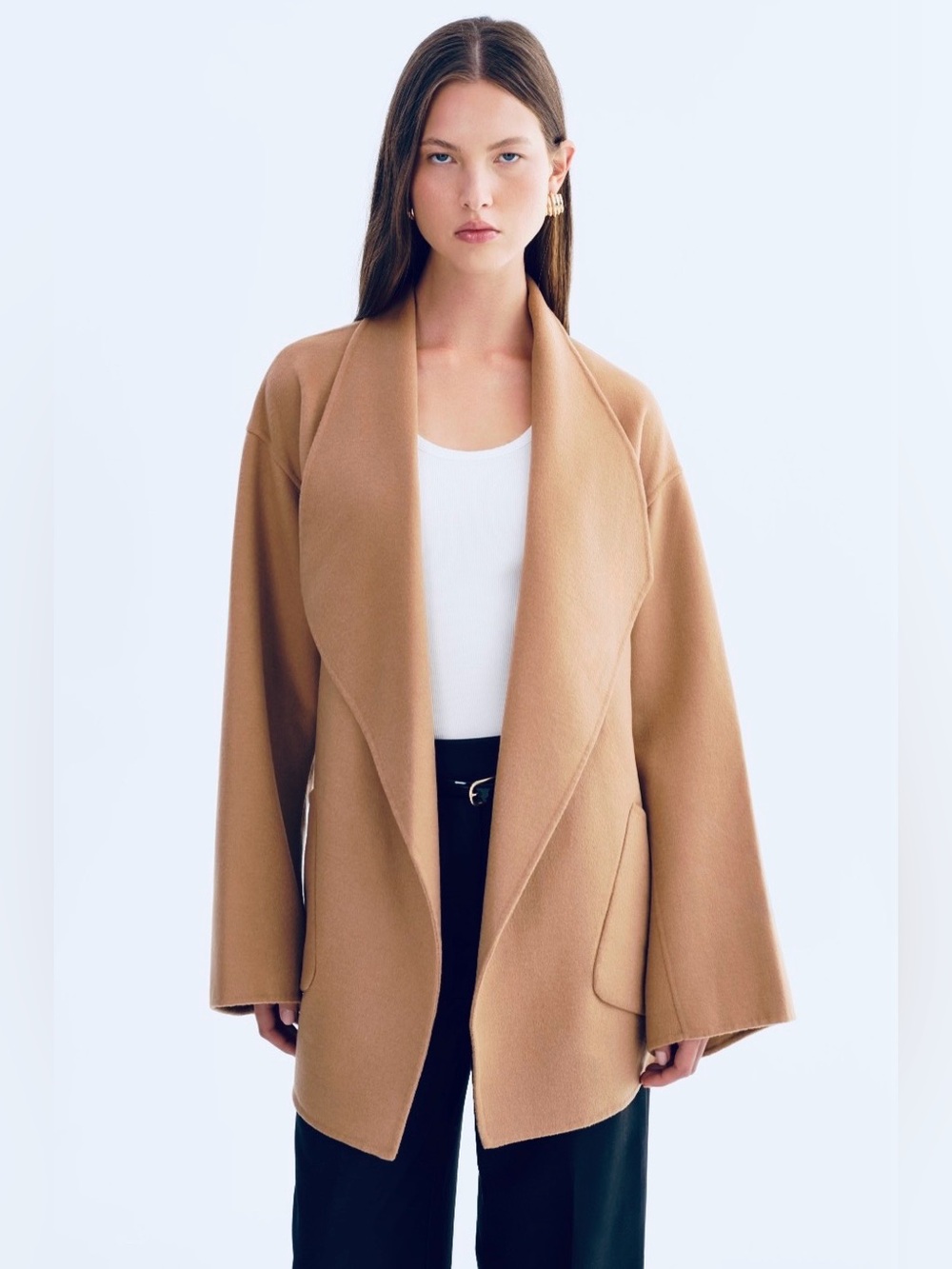 ALDILA, Camel Waterfall Open Front Cardigan/Poncho, Size S/M (fits oversized)